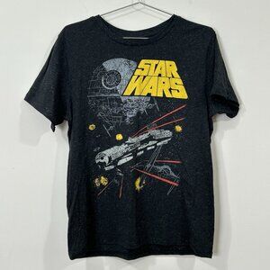 Star Wars T-Shirt Millennium Falcon Death Star Battle Adult Large Fifth Sun